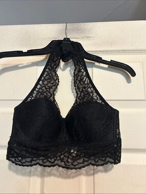 PINK Victoria's Secret Black Lace Halter Bralette Size Small